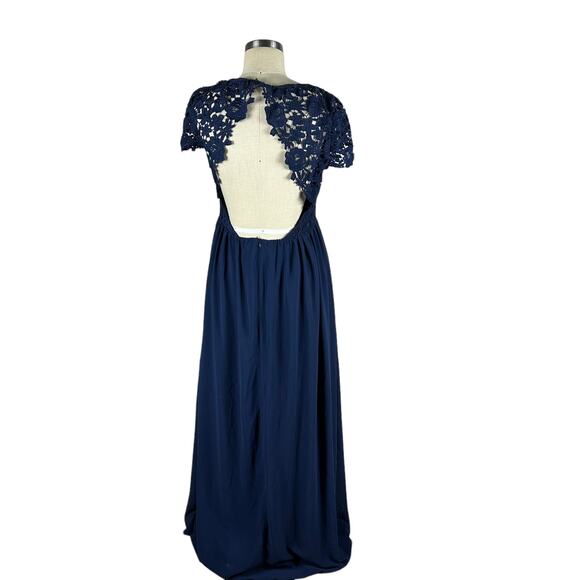 LULUS The Greatest Navy Blue Lace Floor Length Maxi Dress Women's Size Medium - Picture 3 of 8